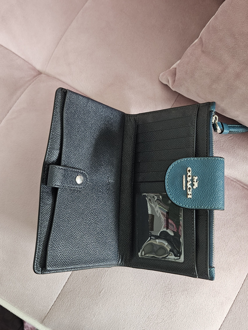 Coach Teal Leather Wristlet Wallet - Coach - Picture 3 of 4